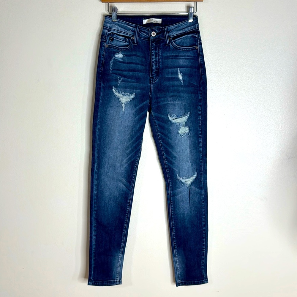 KanCan distressed medium wash‎ skinny denim jeans size 26 cute festival